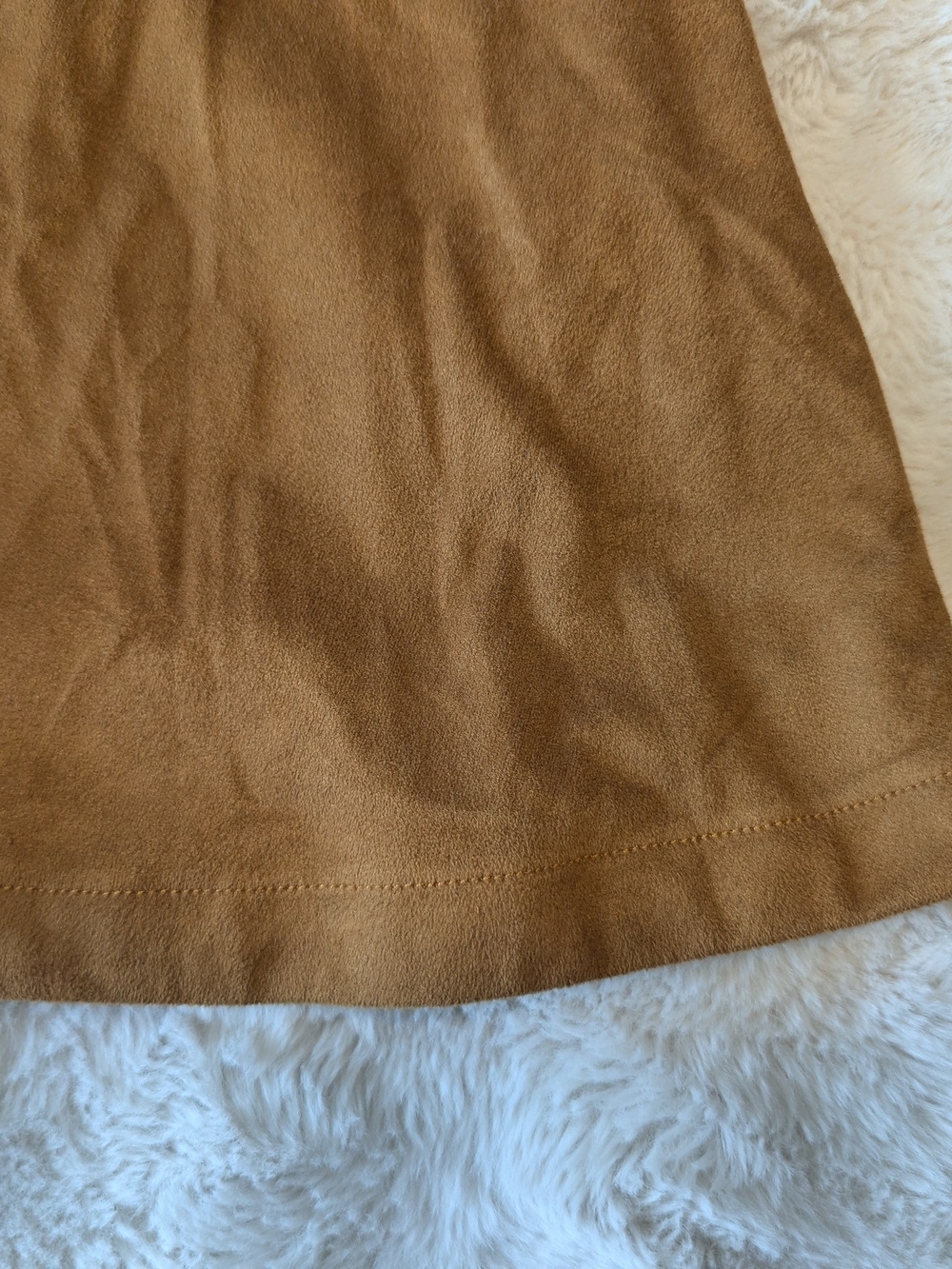 2/$20 Miss Patina Brown Suede Button-Front Mini Skirt - Picture 5 of 6